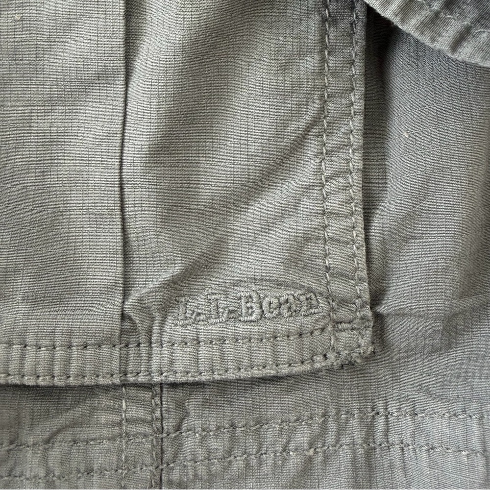 LL Bean Jacket Womens SZ L GrayGreen Utility Ripstop Field Chore FullZip Pockets - Picture 3 of 9